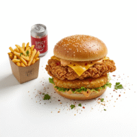 Chicken Fillet Burger with Cheese & Hashbrown | Fries & Drink